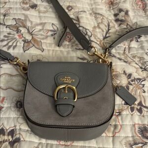 Coach Gray Saddle Crossbody Bag with Gold Hardware